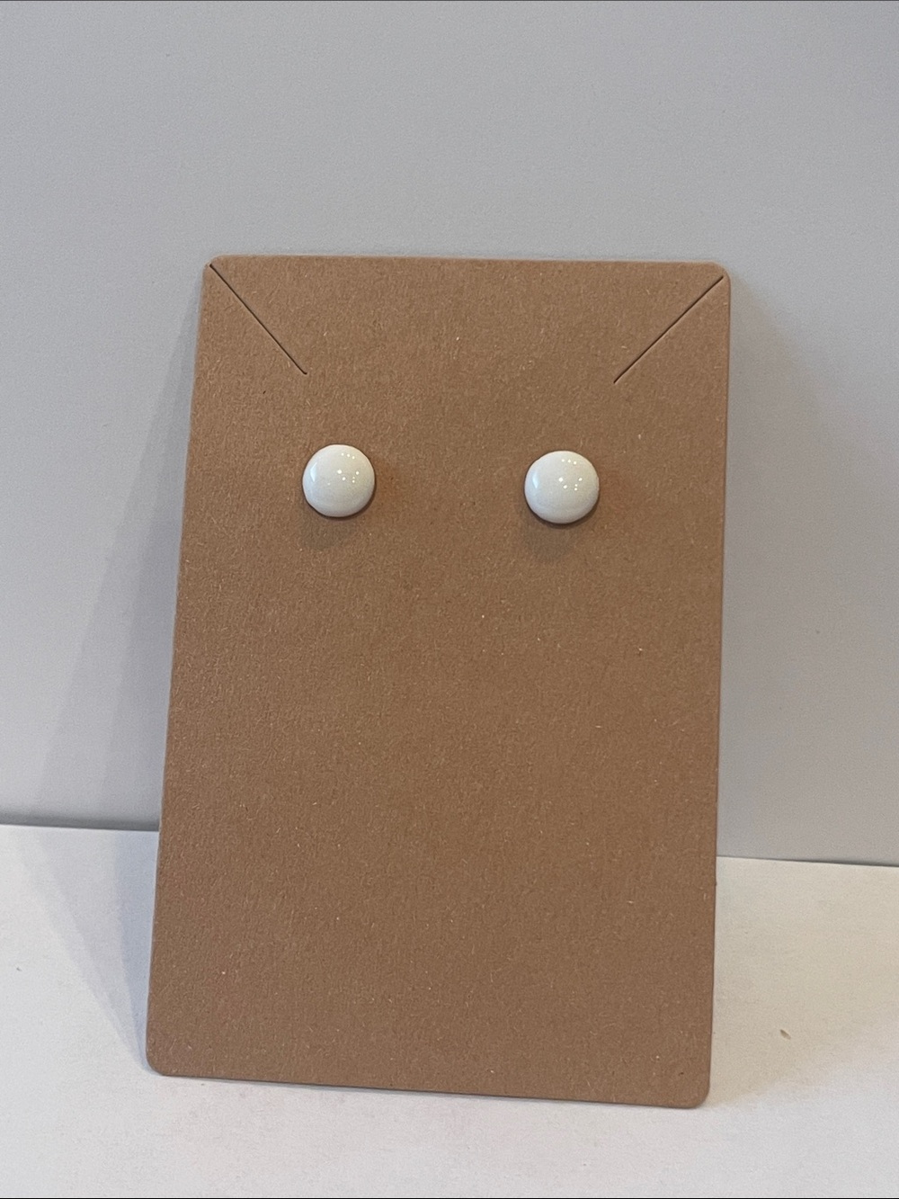 White Round Stud Earrings